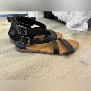BAMBOO Black and Brown Sandals with Adjustable Straps